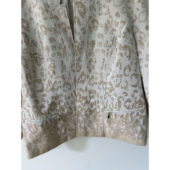 Chicos Jacket Womens Size 3 XL Animal Print Linen Moto Blazer Leopard Open Boho - Picture 5 of 8